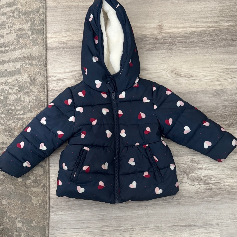 Wonder Nation Navy Heart Puffer Jacket